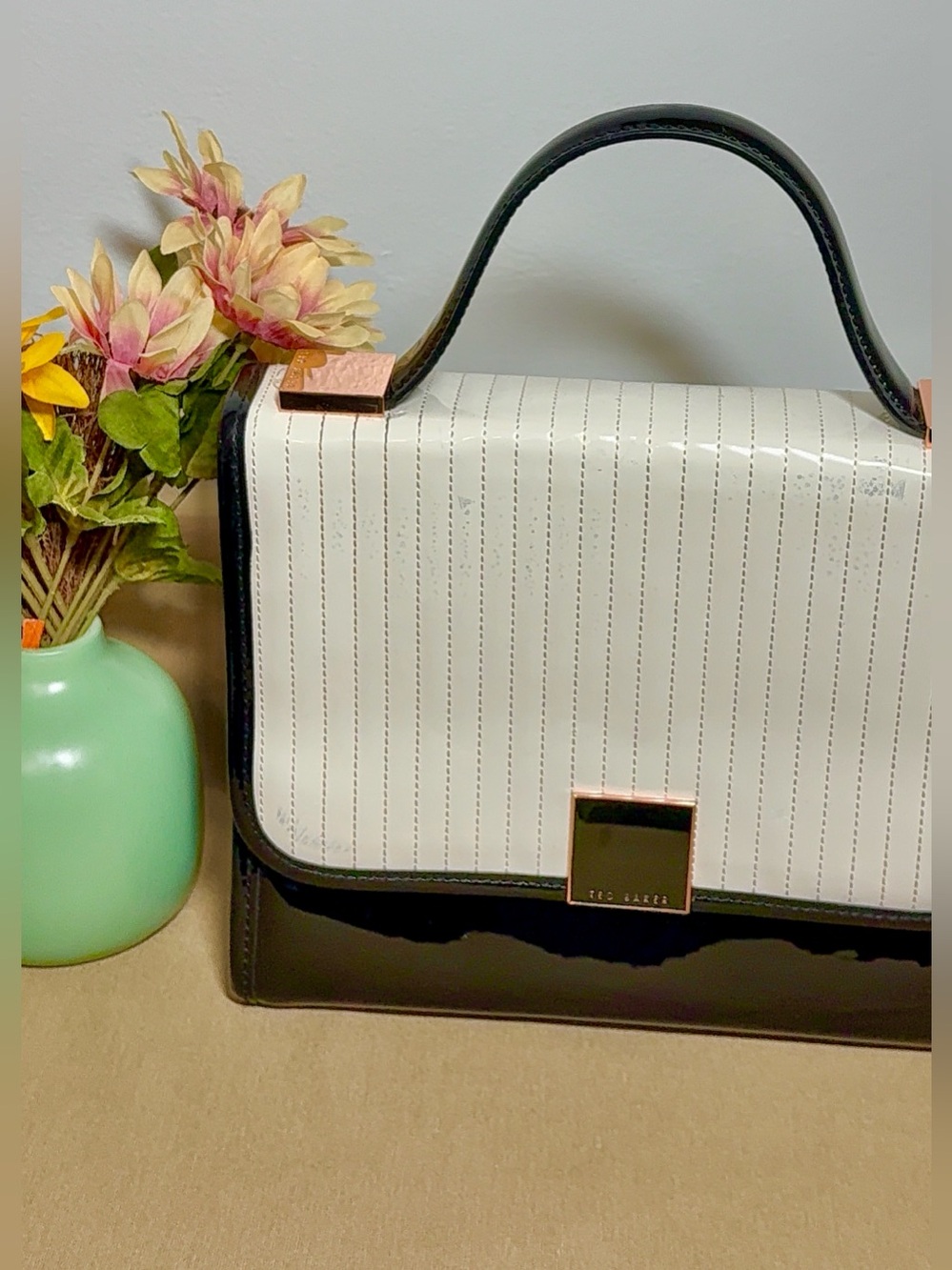 Ted Baker London SAVANAH Satchel | Black and White |Top-Handle | Crossbody Strap